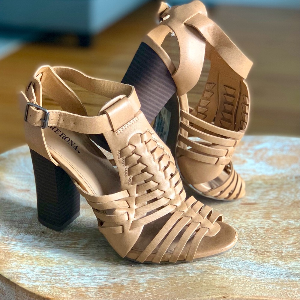 Merona Tan Strappy Heels